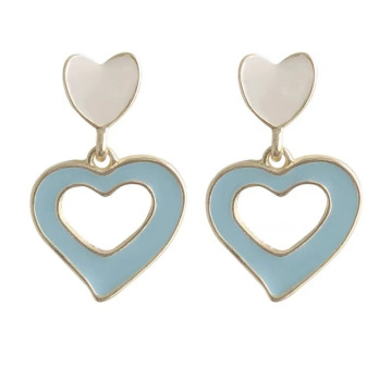 Shangjie OEM joyas Fashion Women Earrings Ins Dainty Earrings Double Color Fresh Stud Jewelry Heart Earrings